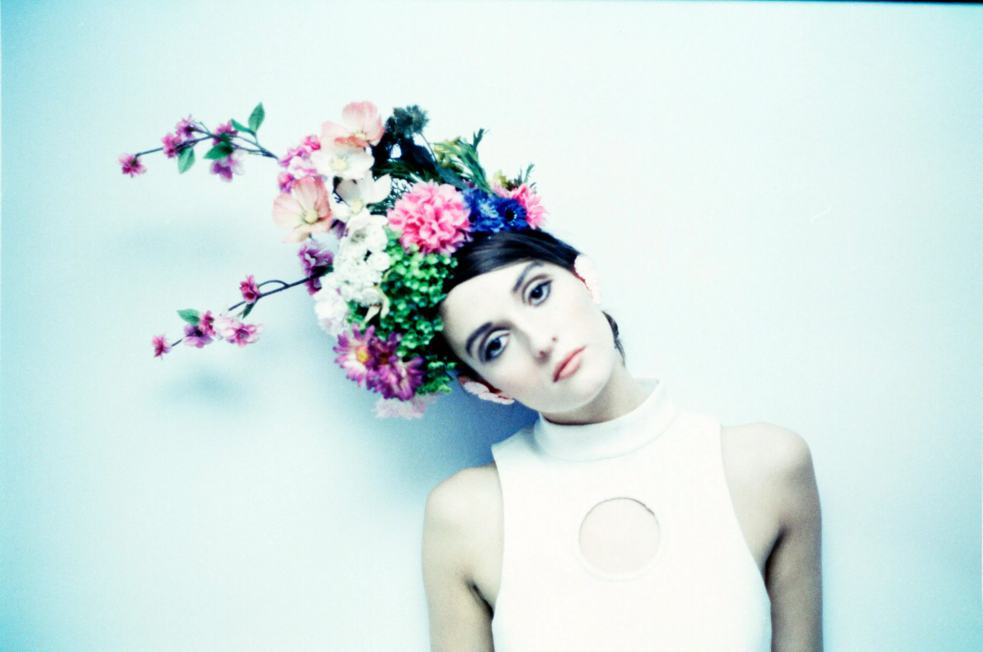 Multicoloured Alice garden flower crown