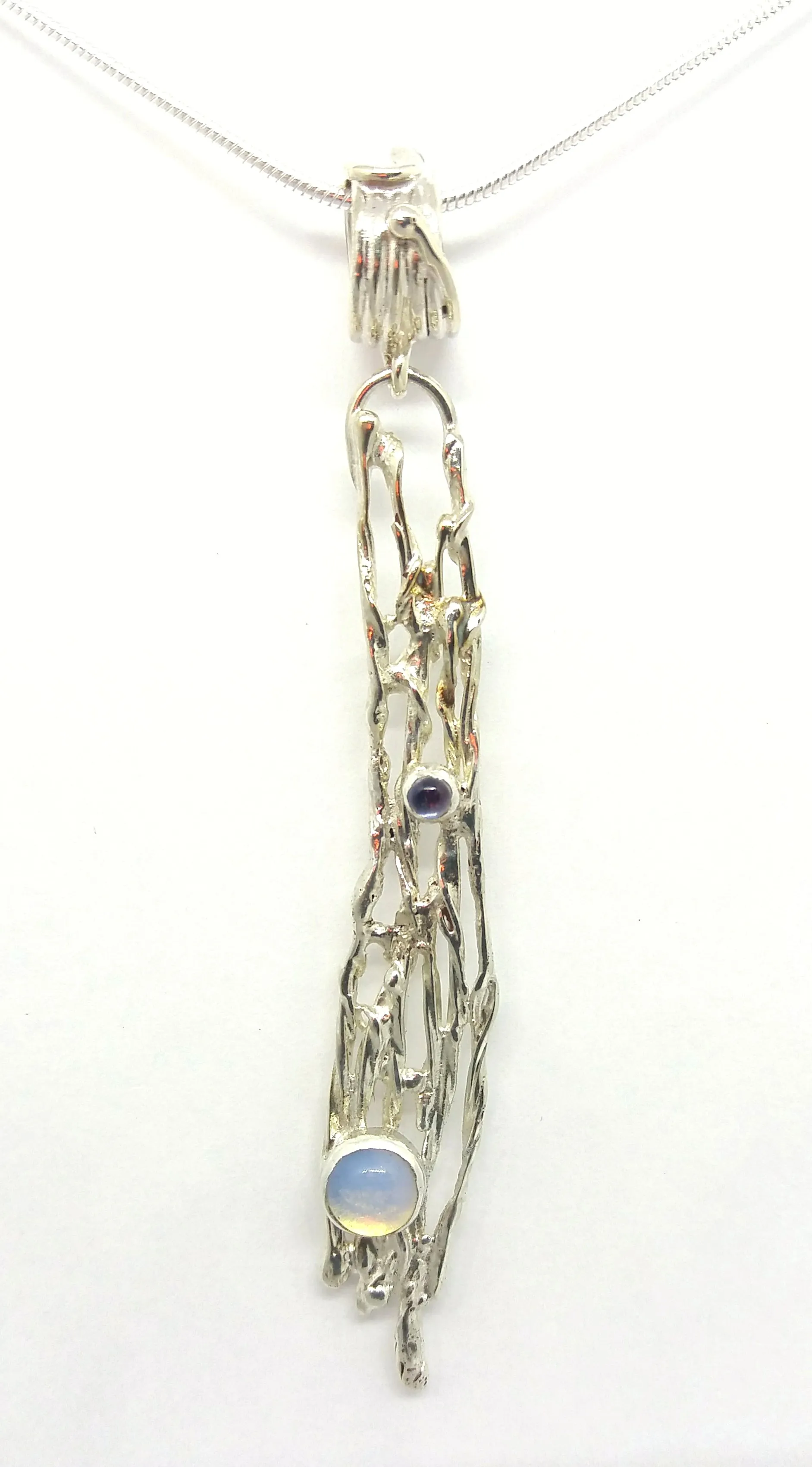 Opalite and Iolite Drizzle Pendant