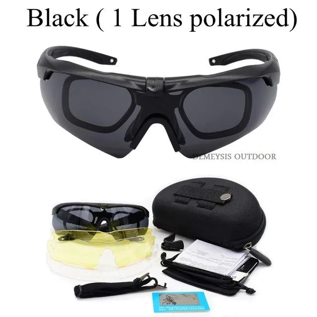 Outdoor Sport Tactical Glasses w/ Myopia Frame Professional Polarized Army Combat Goggles Military Airsoft Shooting Glasses