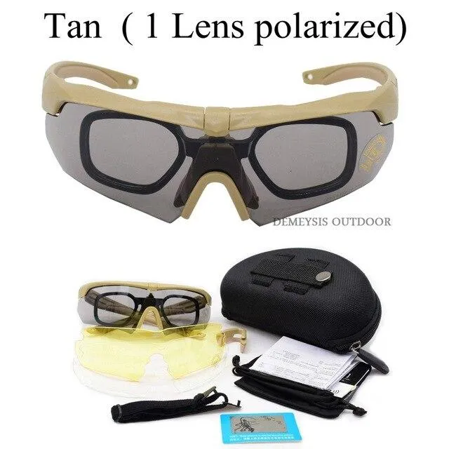 Outdoor Sport Tactical Glasses w/ Myopia Frame Professional Polarized Army Combat Goggles Military Airsoft Shooting Glasses