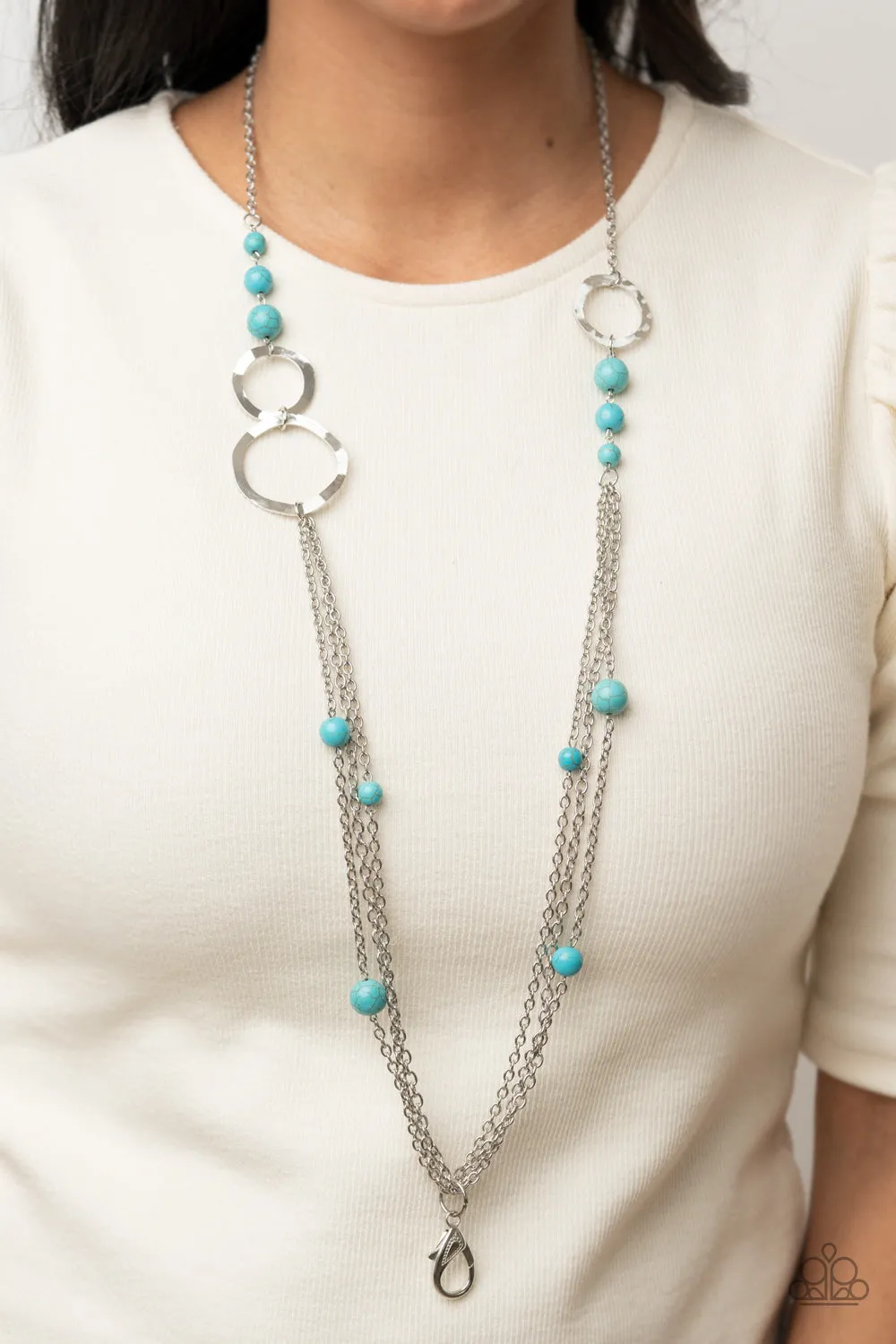 Paparazzi Local Charm Blue Lanyard Long Necklace