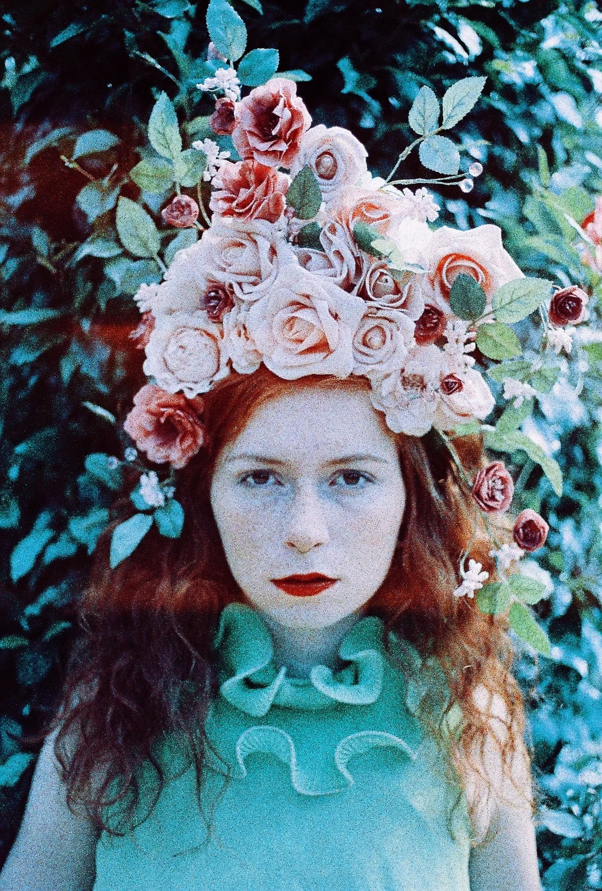 Pastel Floral vintage flowers pink pearl  headdress