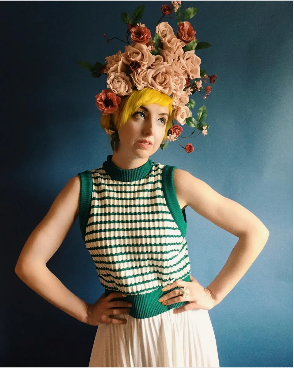 Pastel Floral vintage flowers pink pearl  headdress