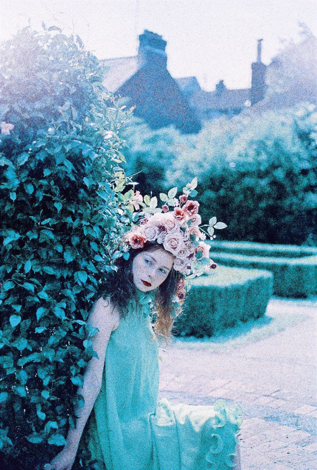 Pastel Floral vintage flowers pink pearl  headdress