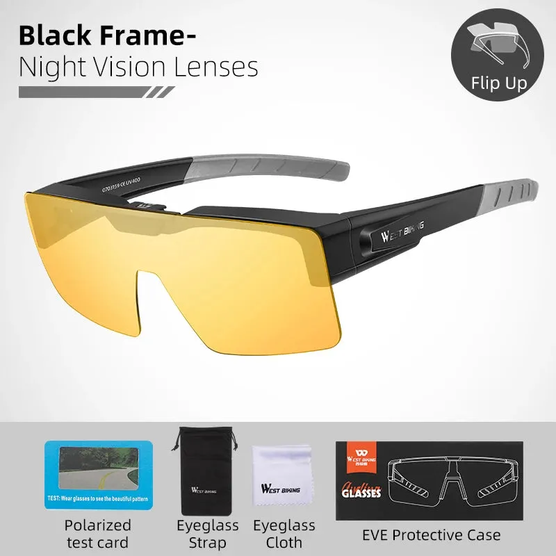 Photochromic Polarized Sunglasses Flip Up Lens Fit Over Shades