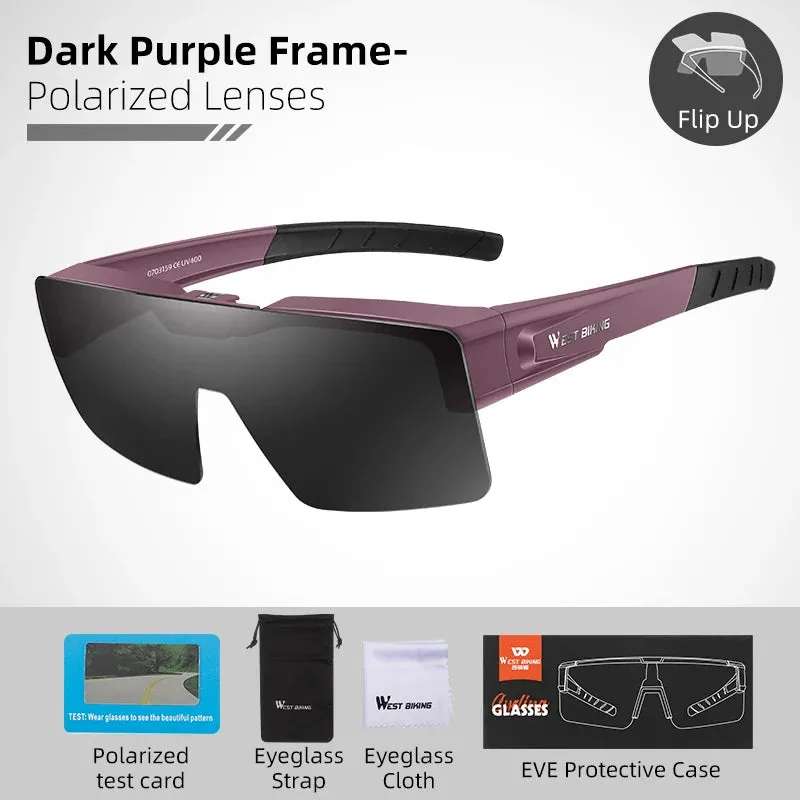 Photochromic Polarized Sunglasses Flip Up Lens Fit Over Shades