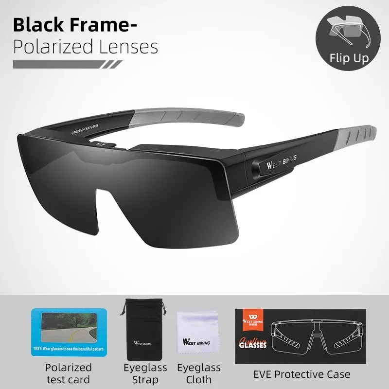Photochromic Polarized Sunglasses Flip Up Lens Fit Over Shades