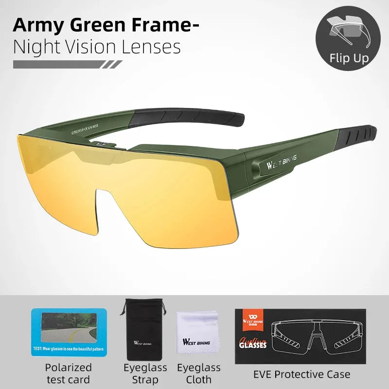 Photochromic Polarized Sunglasses Flip Up Lens Fit Over Shades