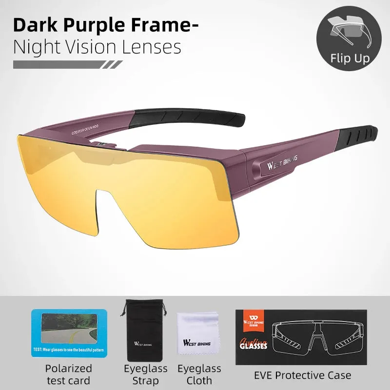 Photochromic Polarized Sunglasses Flip Up Lens Fit Over Shades
