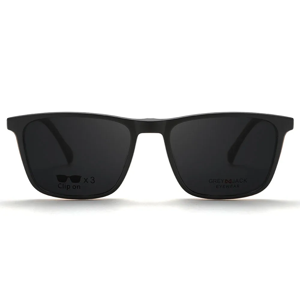 Polarized Rectangle Shape Clip On Glasses with 3PCS Magnetic Lens 10008