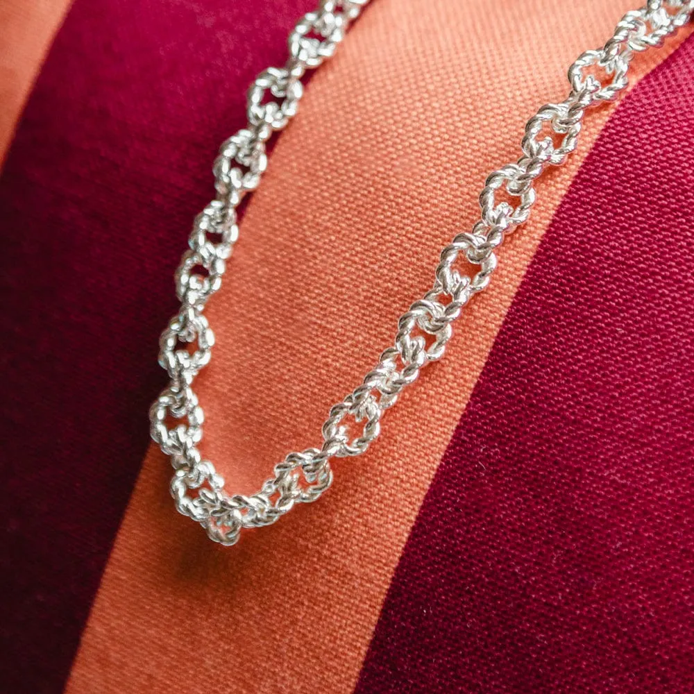 Polly Sayer Vintage Rope Chain Necklace Silver Plate