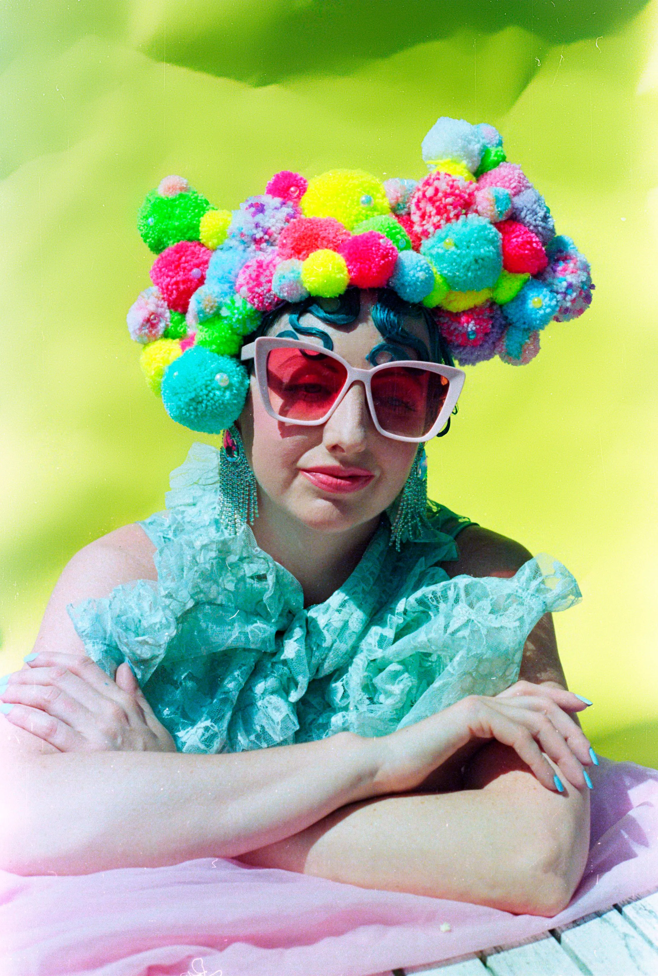 Pom pom Headband / Headdress / Neon / Fluro / Yellow / Pink / Festival