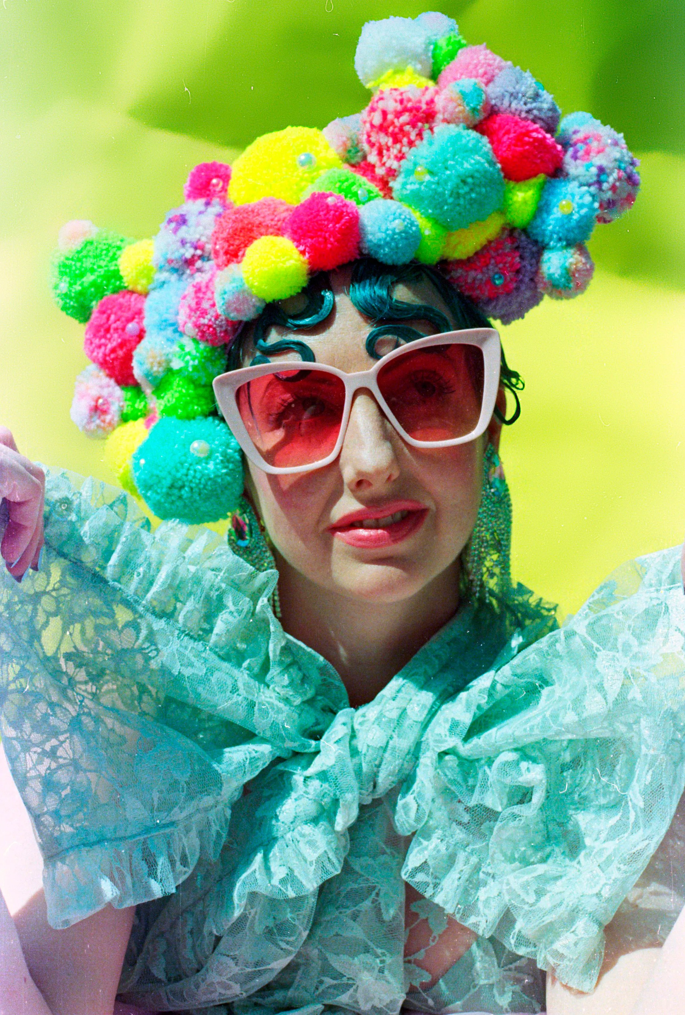 Pom pom Headband / Headdress / Neon / Fluro / Yellow / Pink / Festival