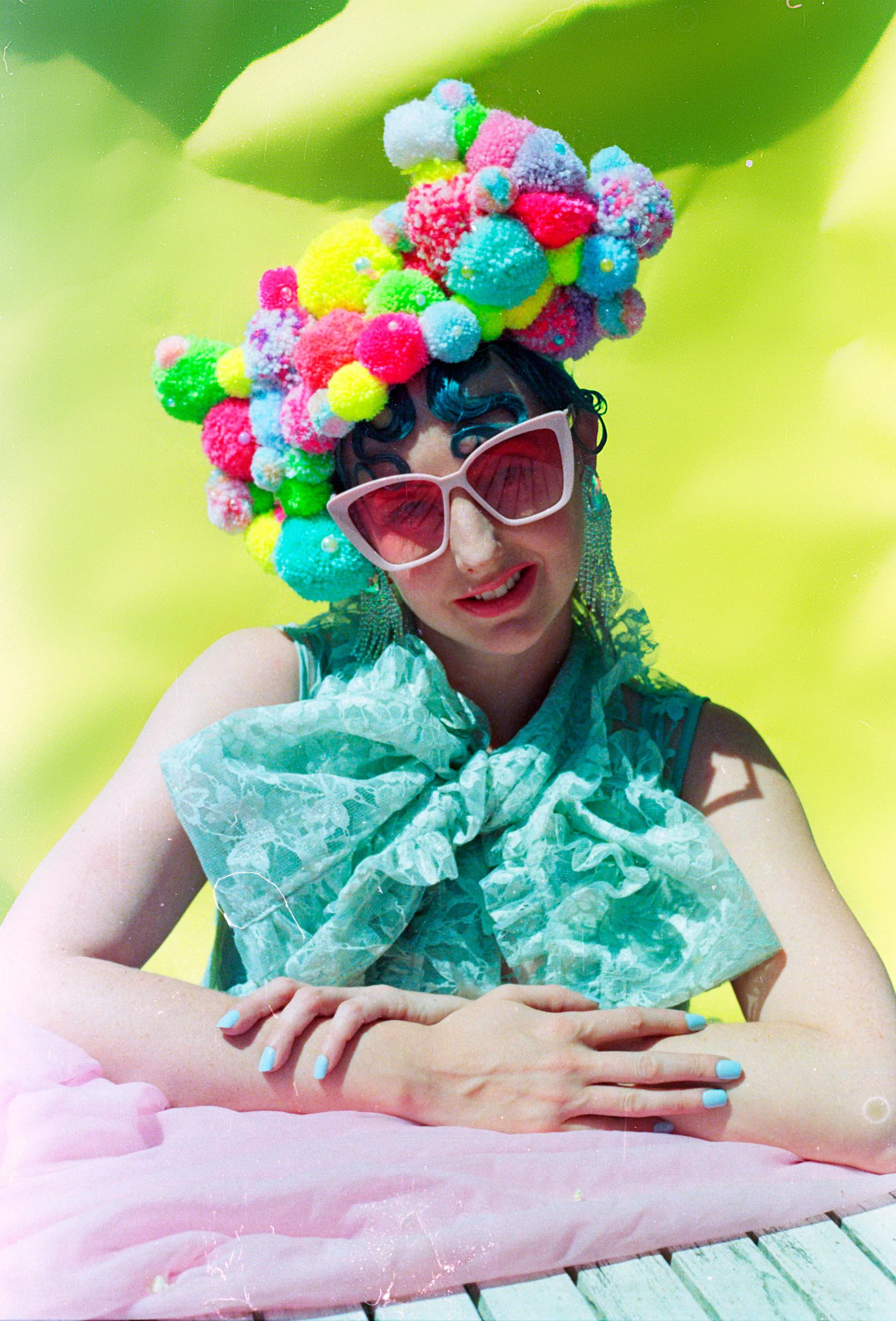 Pom pom Headband / Headdress / Neon / Fluro / Yellow / Pink / Festival