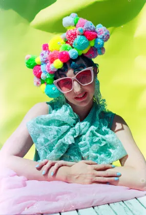 Pom pom Headband / Headdress / Neon / Fluro / Yellow / Pink / Festival