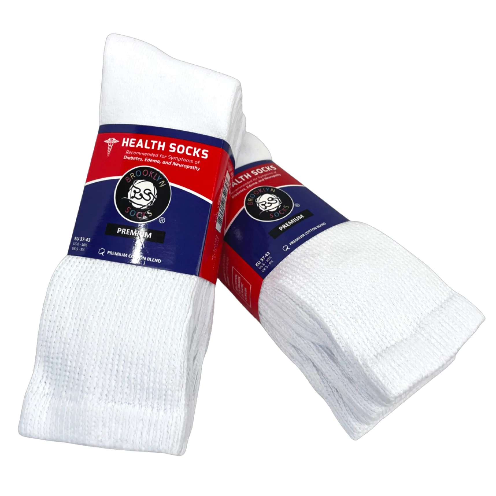 Premium Women’s White Soft Breathable Cotton Crew Socks, Non-Binding & Comfort Diabetic Socks (6 Pairs - Fits Shoe Size 6-11)