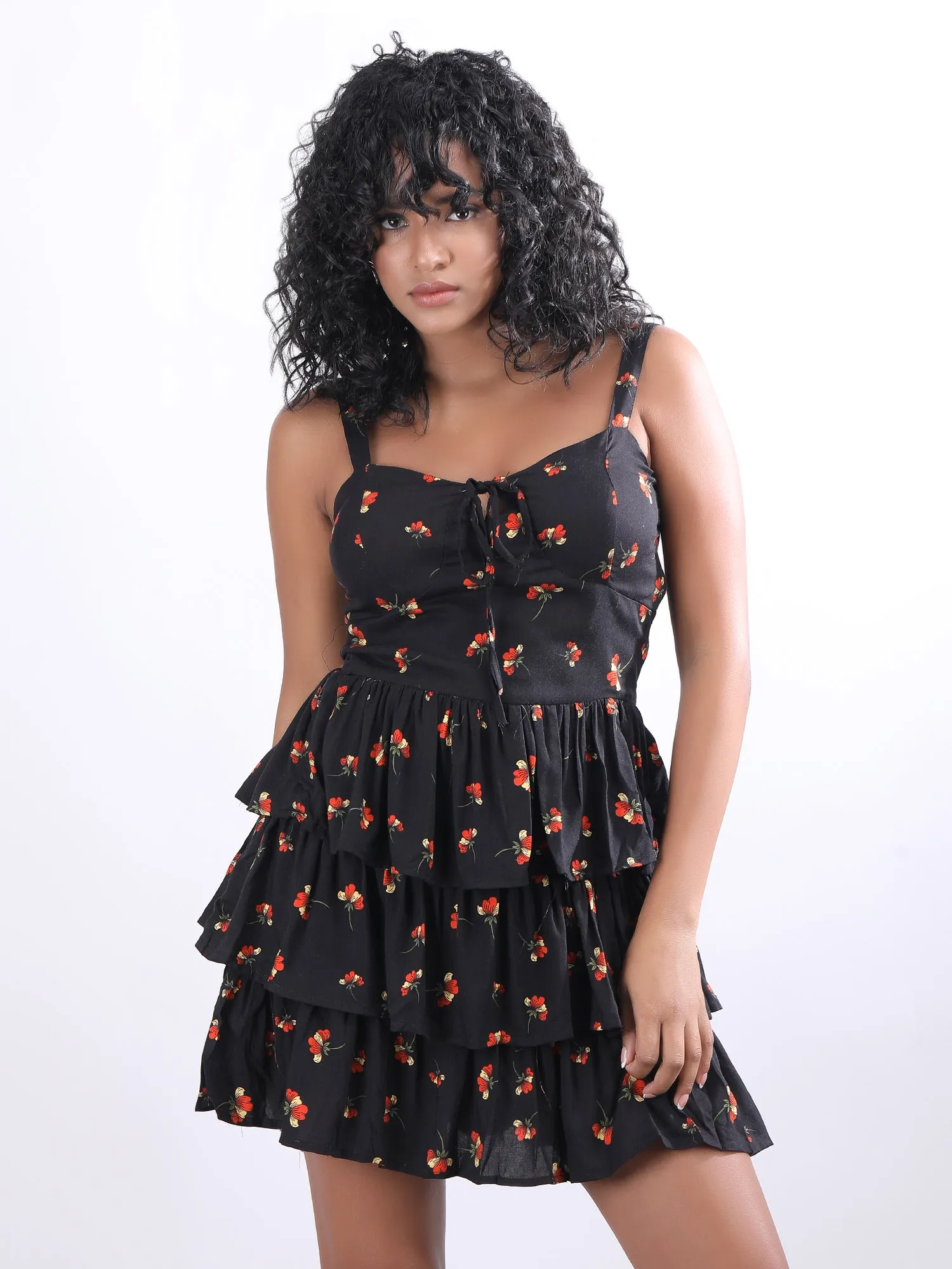 Printed Black Dress