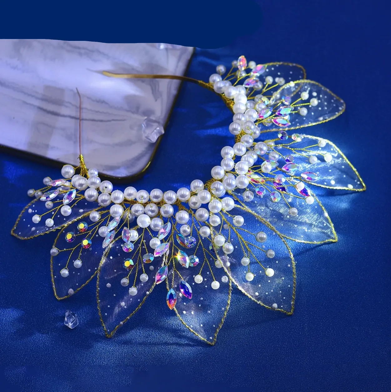 Queen Eliana's Crown Rhinestone Faux Pearls Headdress