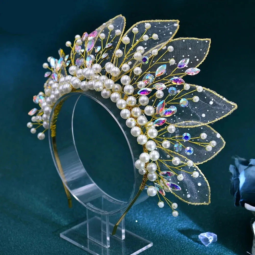 Queen Eliana's Crown Rhinestone Faux Pearls Headdress