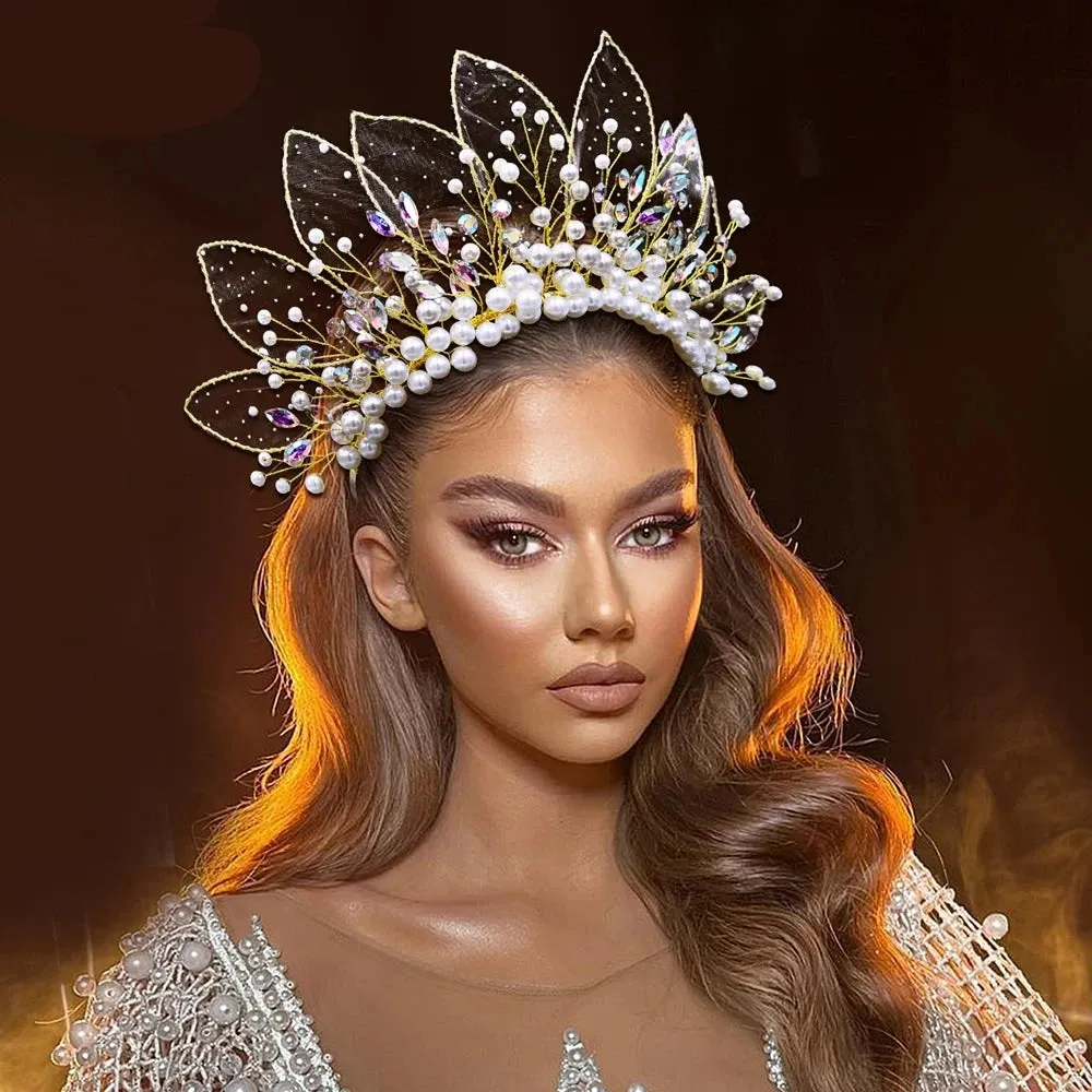 Queen Eliana's Crown Rhinestone Faux Pearls Headdress