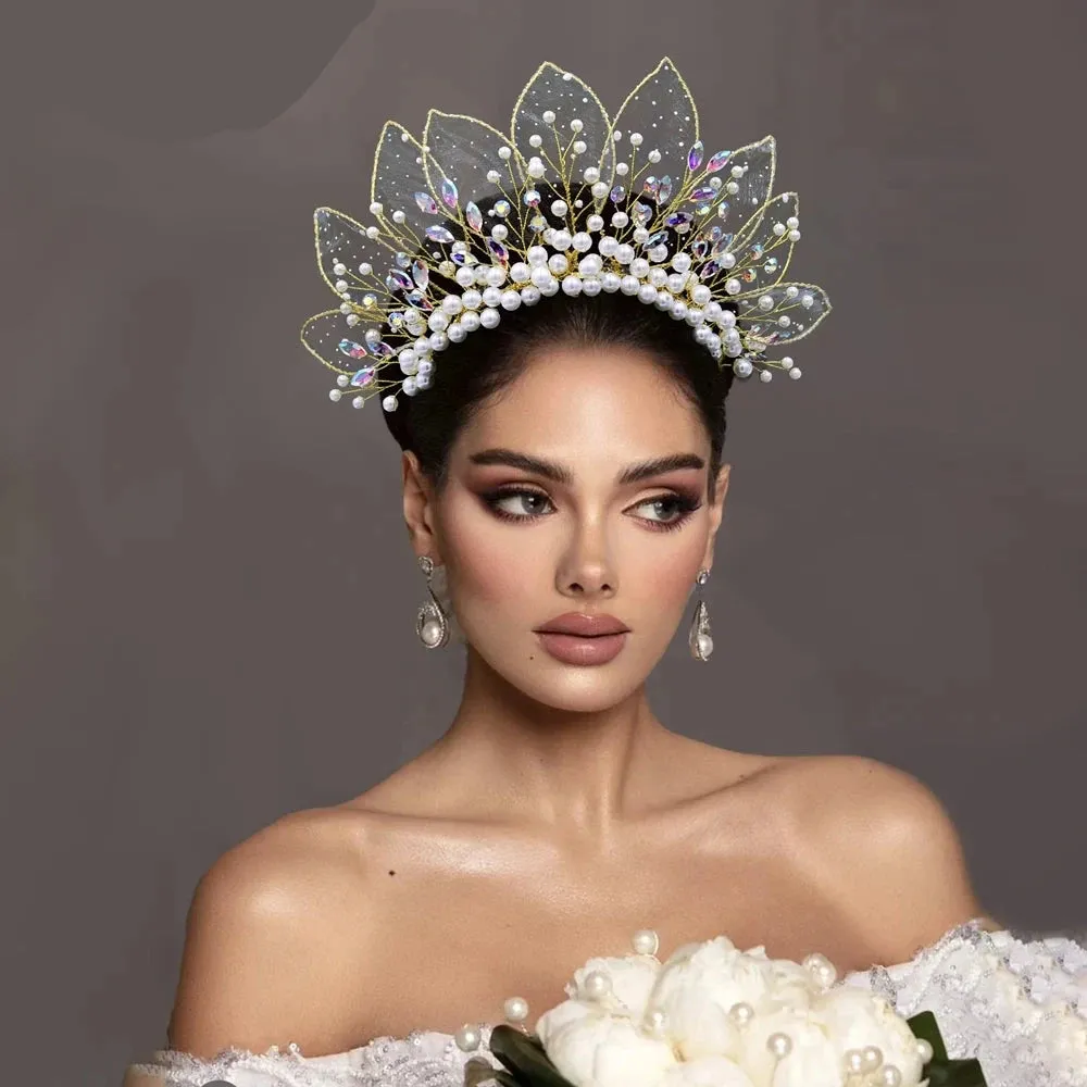 Queen Eliana's Crown Rhinestone Faux Pearls Headdress