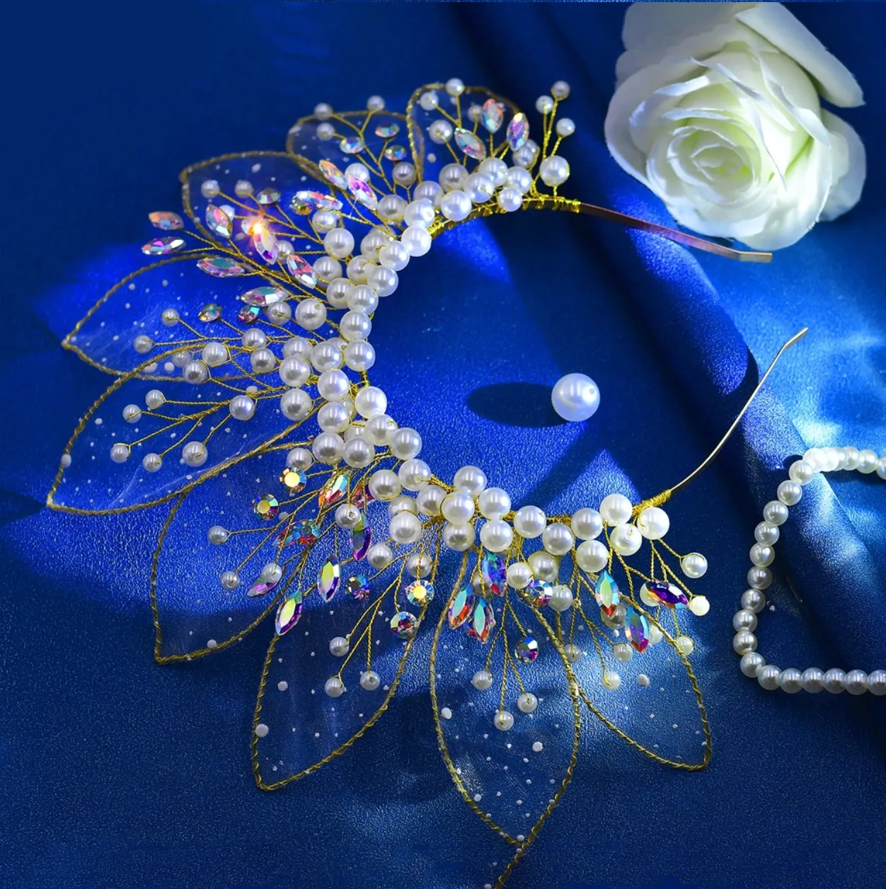 Queen Eliana's Crown Rhinestone Faux Pearls Headdress