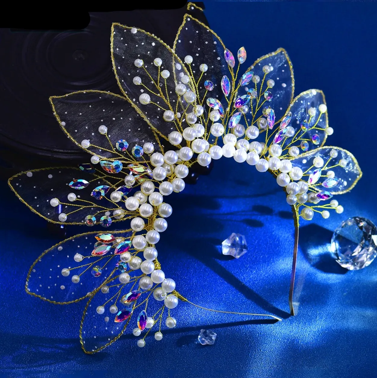 Queen Eliana's Crown Rhinestone Faux Pearls Headdress
