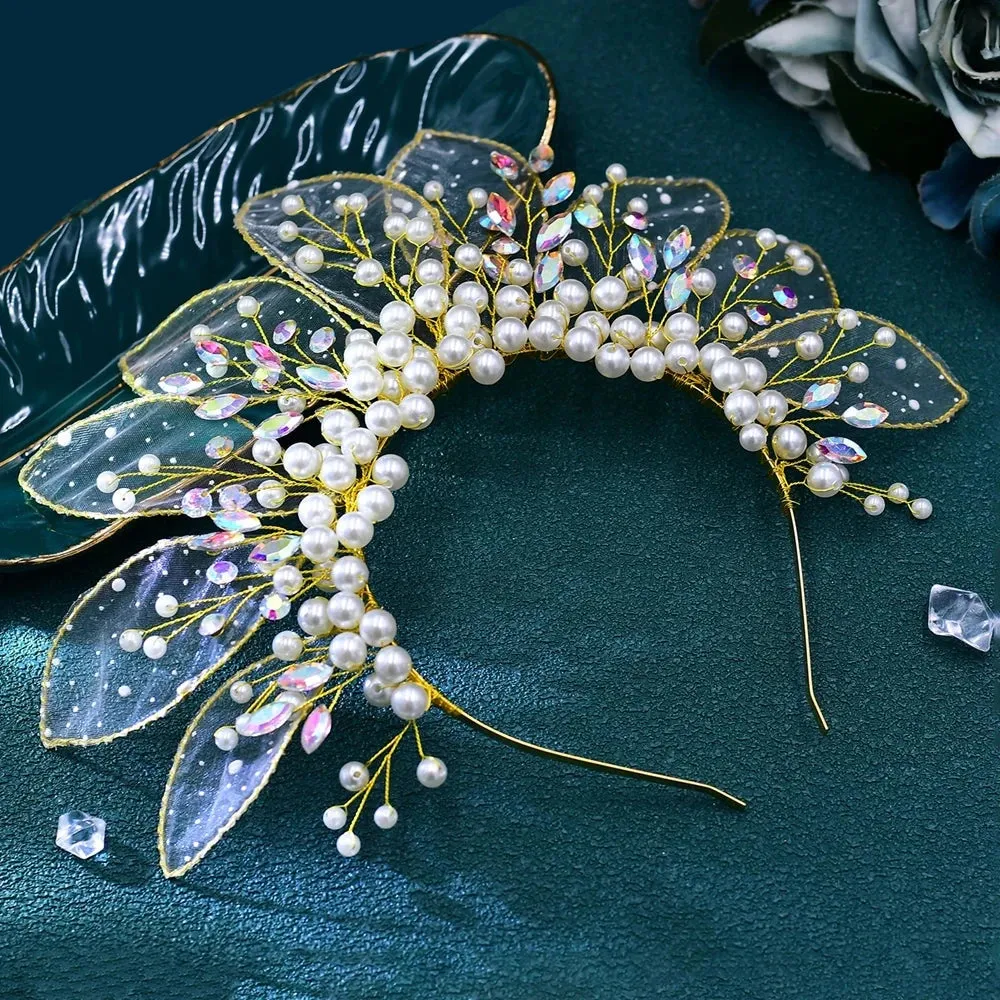 Queen Eliana's Crown Rhinestone Faux Pearls Headdress