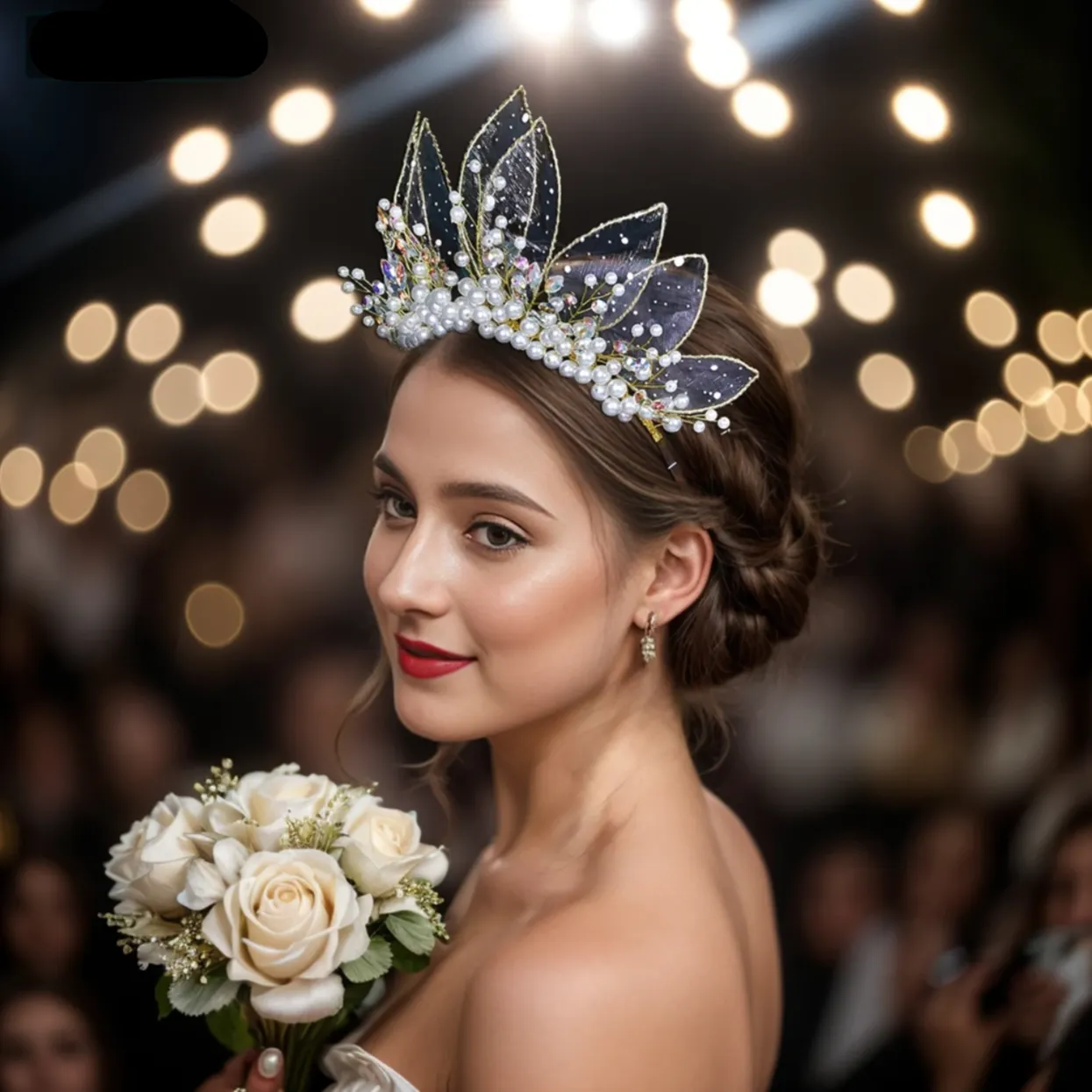 Queen Eliana's Crown Rhinestone Faux Pearls Headdress