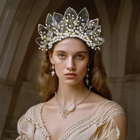 Queen Eliana's Crown Rhinestone Faux Pearls Headdress