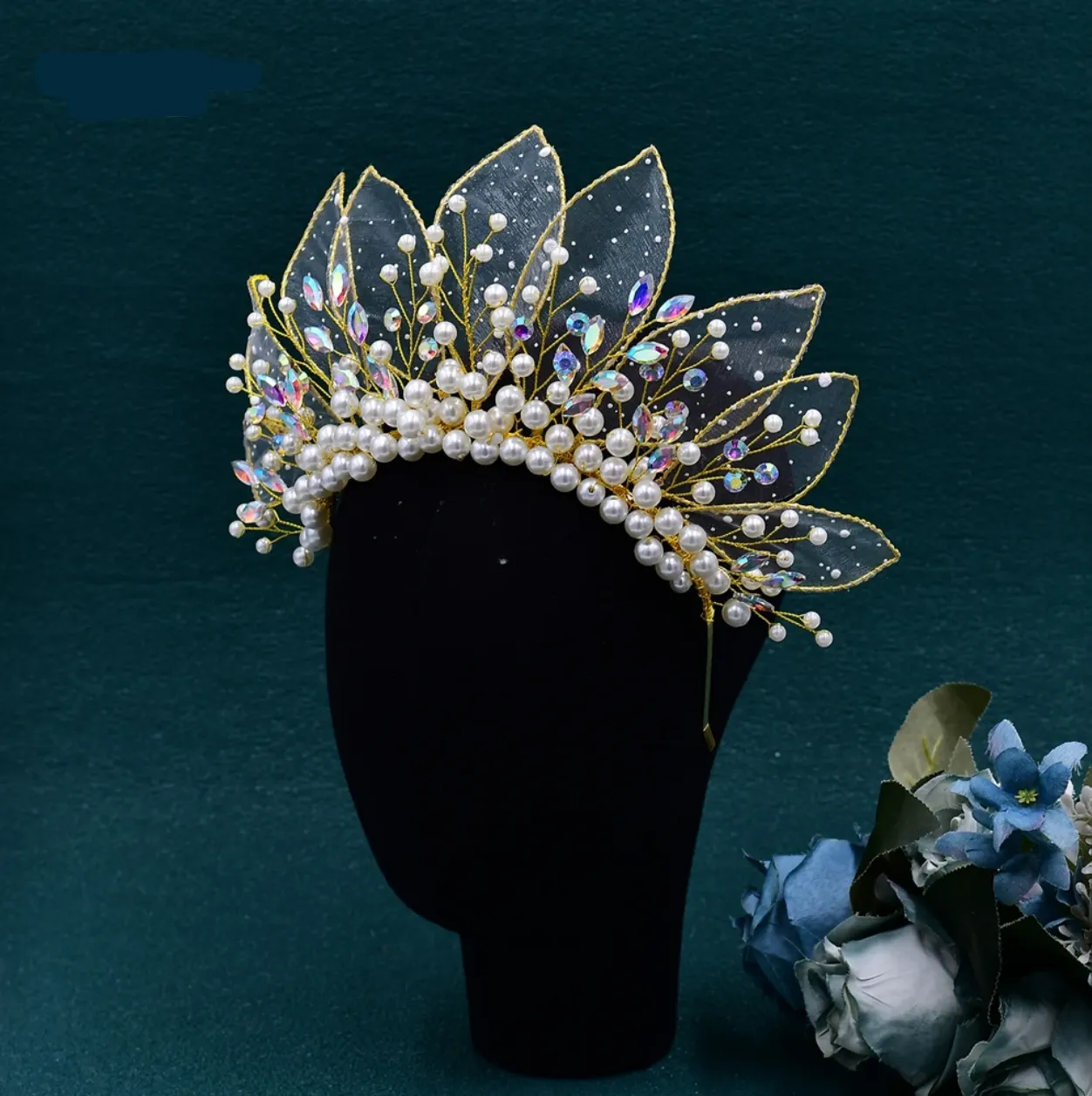 Queen Eliana's Crown Rhinestone Faux Pearls Headdress