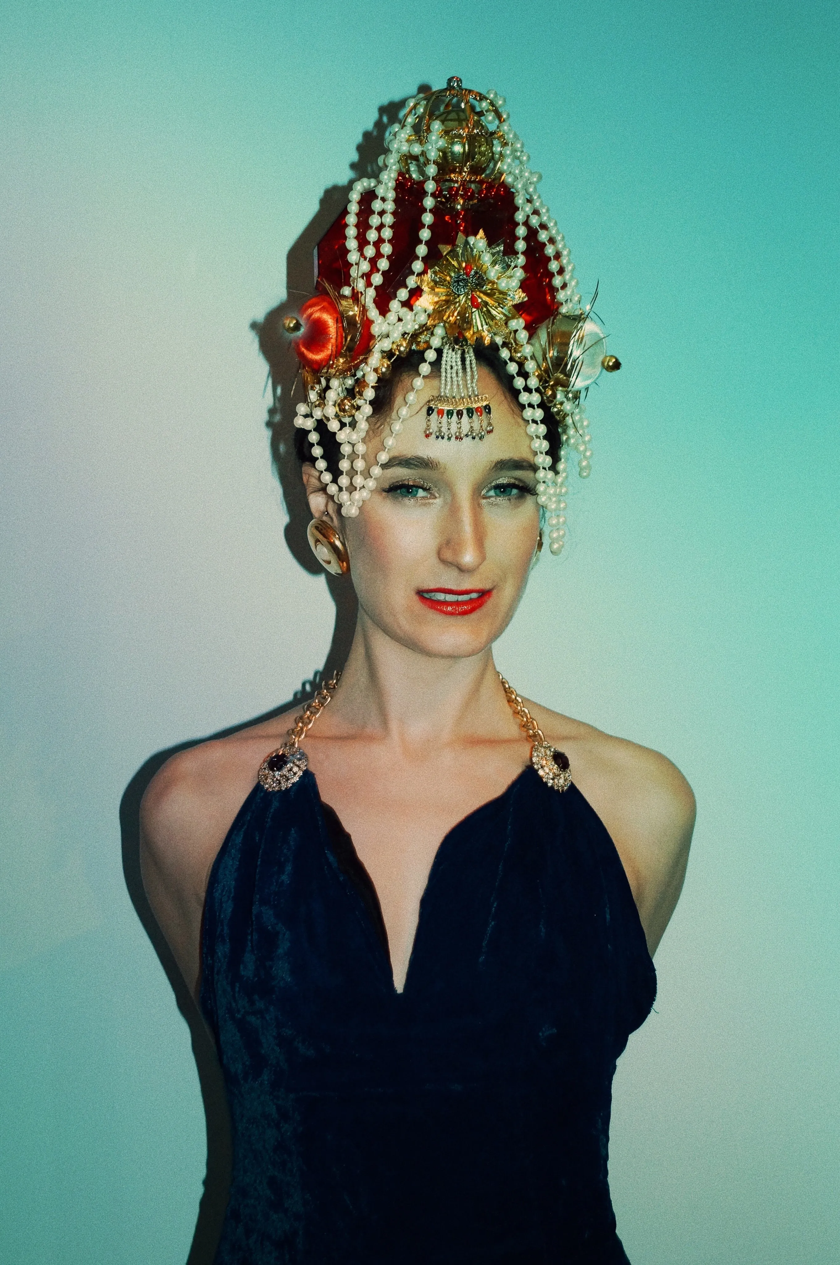 Red Crown Headdress - Fascinator - Costume - Burlesque