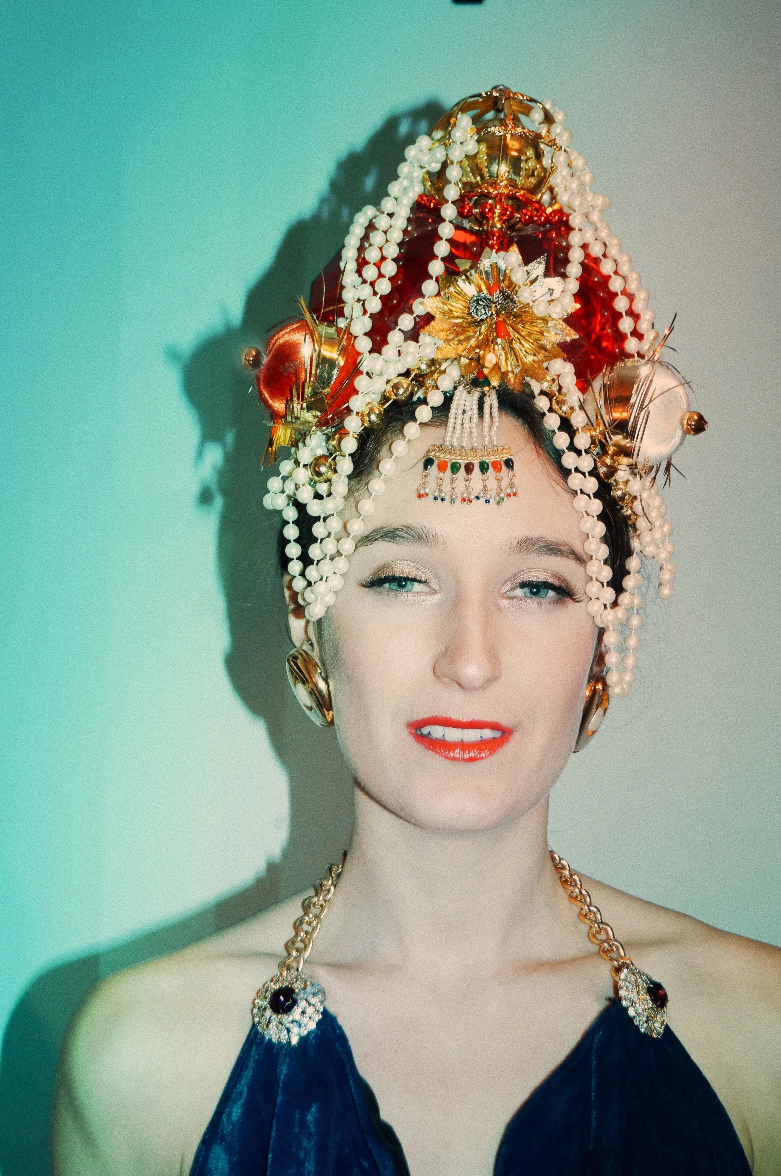 Red Crown Headdress - Fascinator - Costume - Burlesque