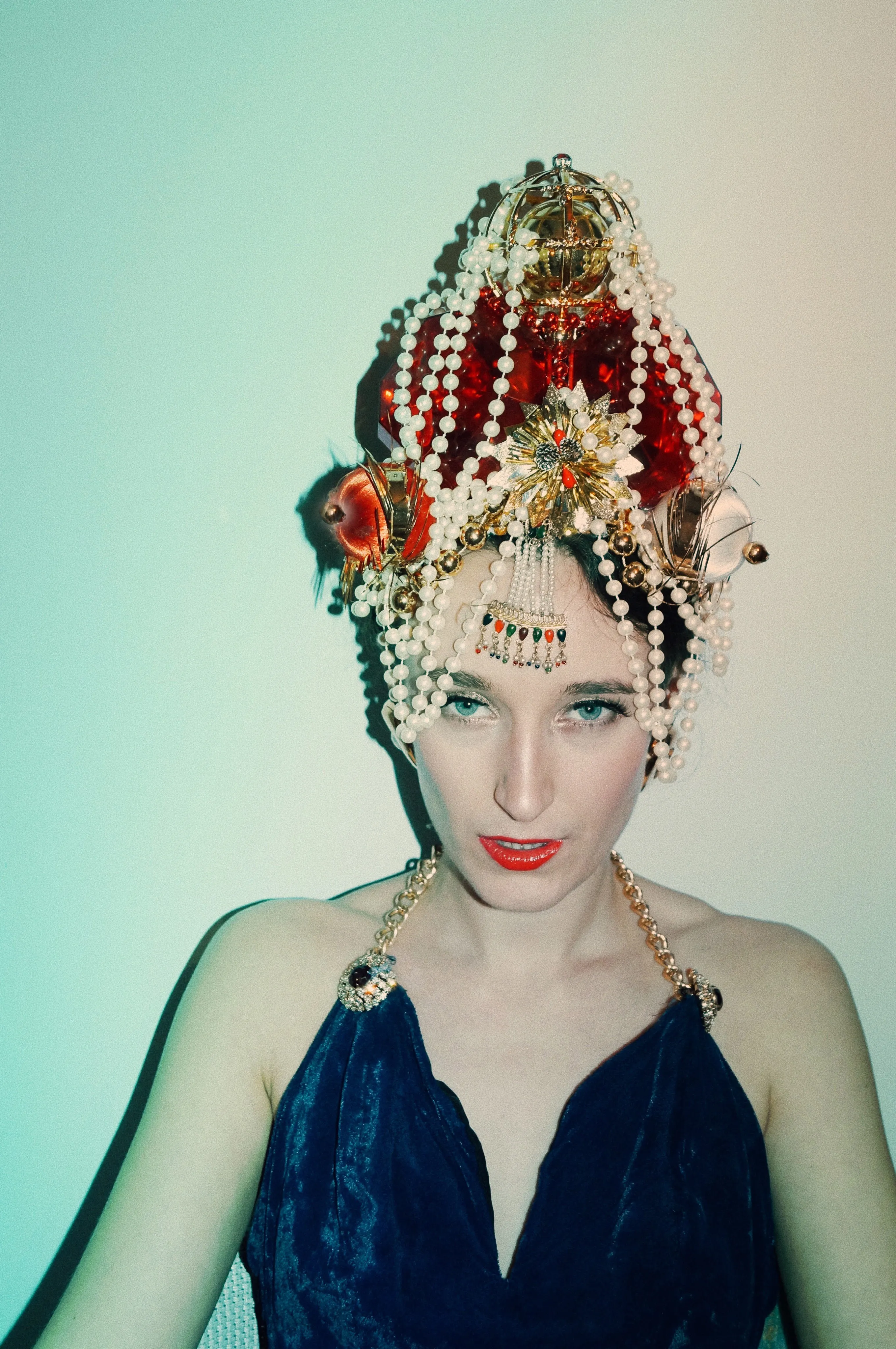 Red Crown Headdress - Fascinator - Costume - Burlesque