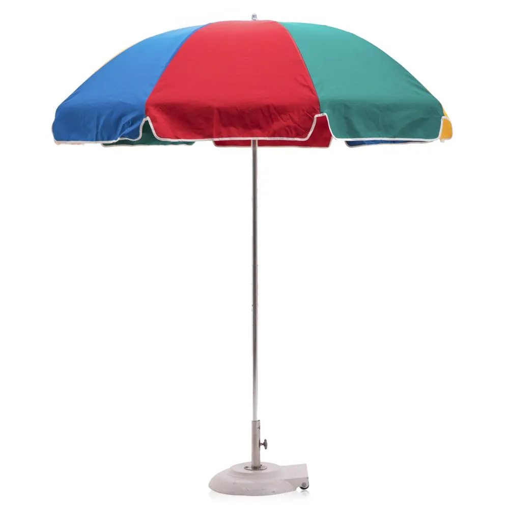 Red, Green, Blue Color Block Patio Umbrella with Base