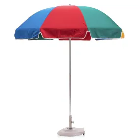 Red, Green, Blue Color Block Patio Umbrella with Base