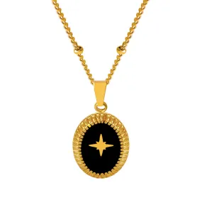 Retro Geometric Titanium Steel Pendant Necklace with French Colorful Design