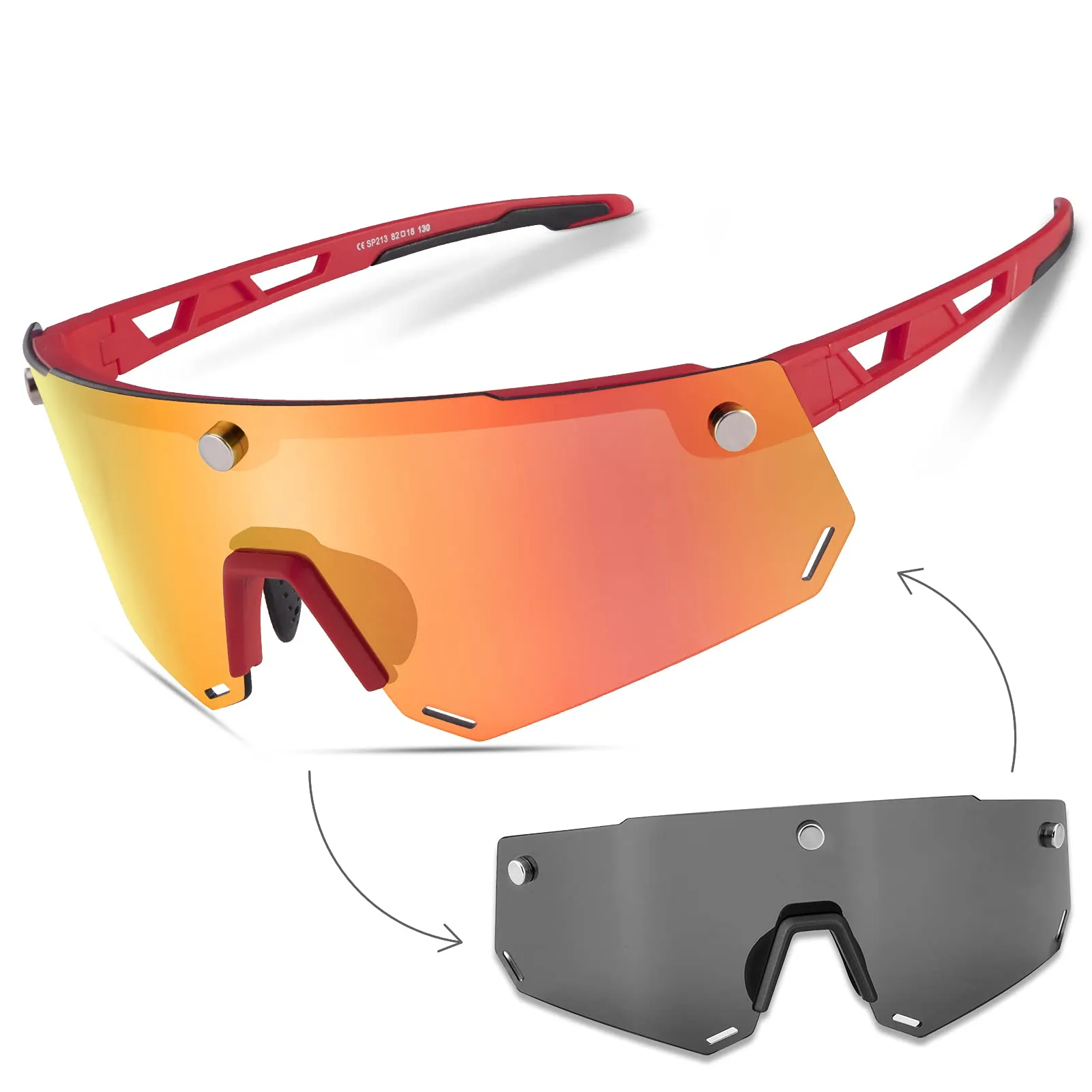ROCKBROS Cycling Glasses for Men Women Polarized Sunglasses Two Lens for Replace