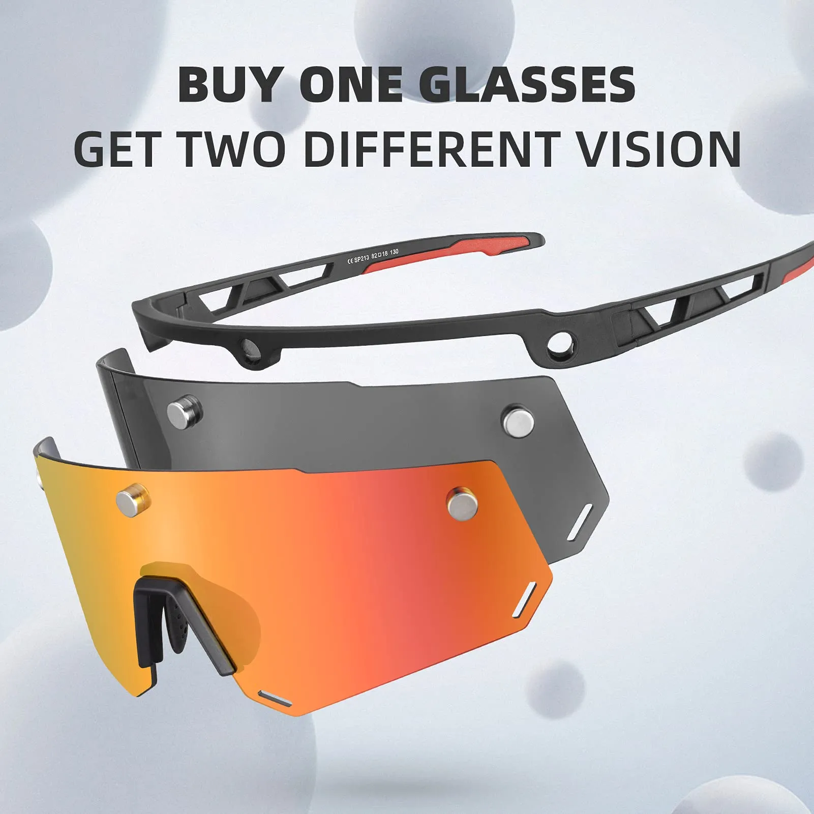 ROCKBROS Cycling Glasses for Men Women Polarized Sunglasses Two Lens for Replace