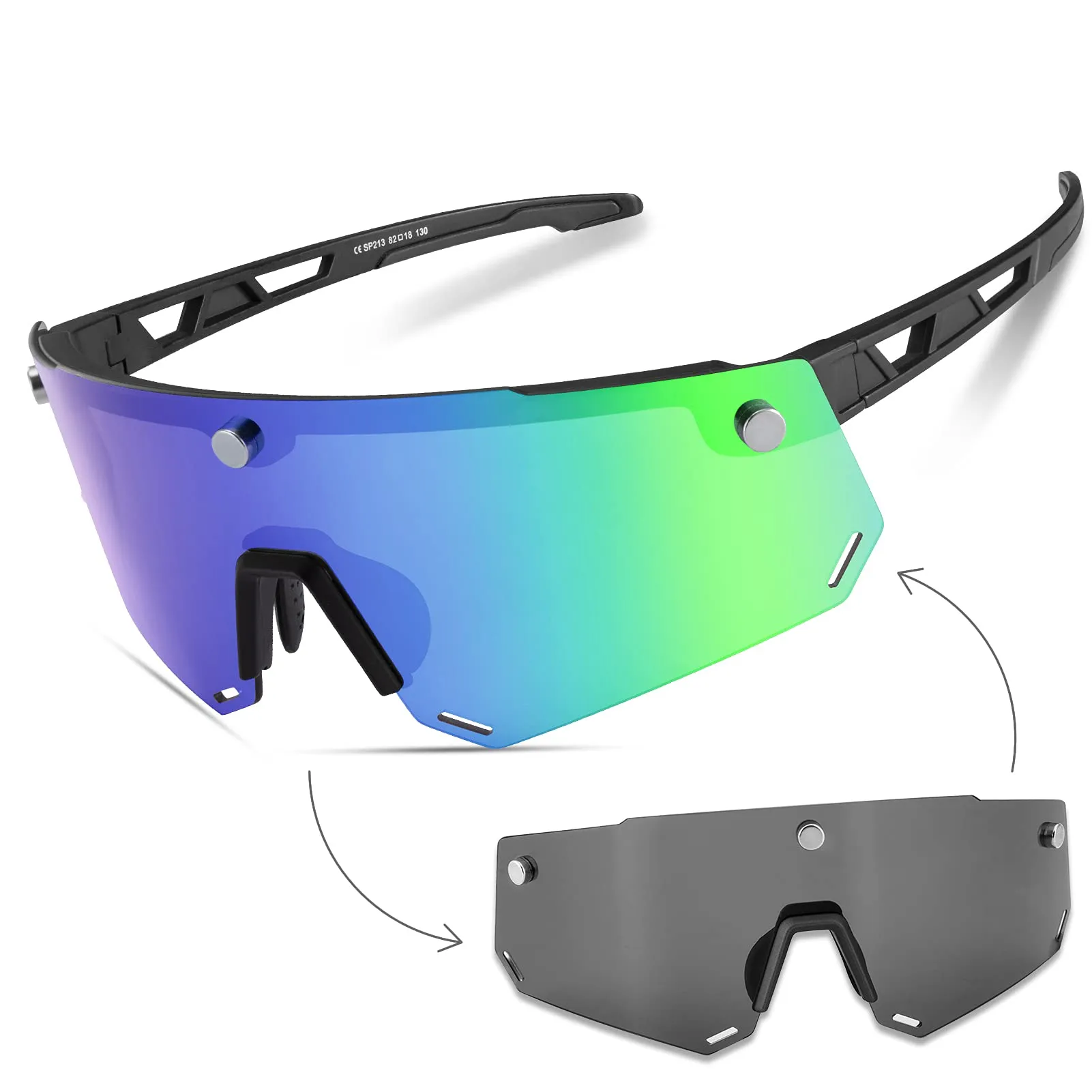 ROCKBROS Cycling Glasses for Men Women Polarized Sunglasses Two Lens for Replace