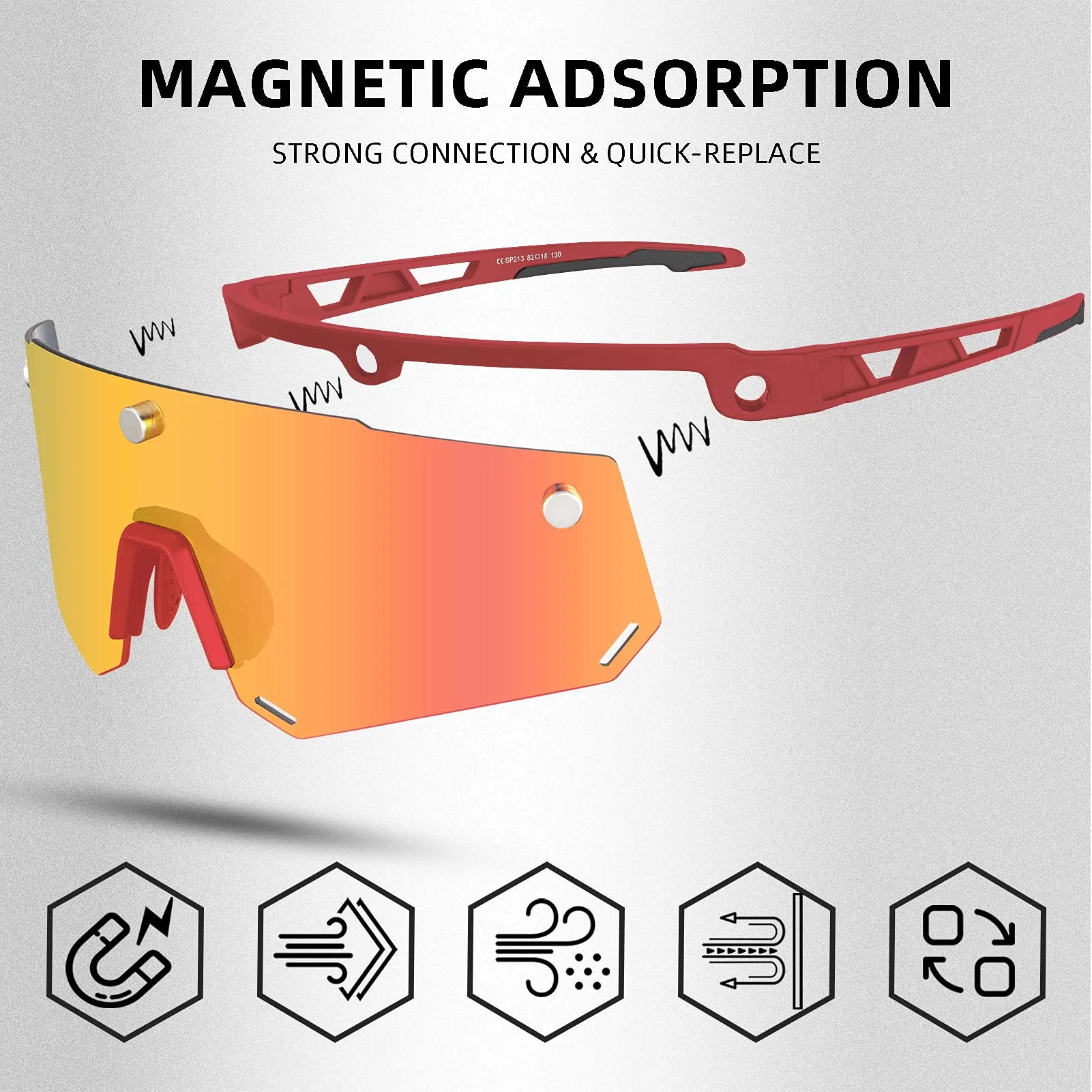 ROCKBROS Cycling Glasses for Men Women Polarized Sunglasses Two Lens for Replace