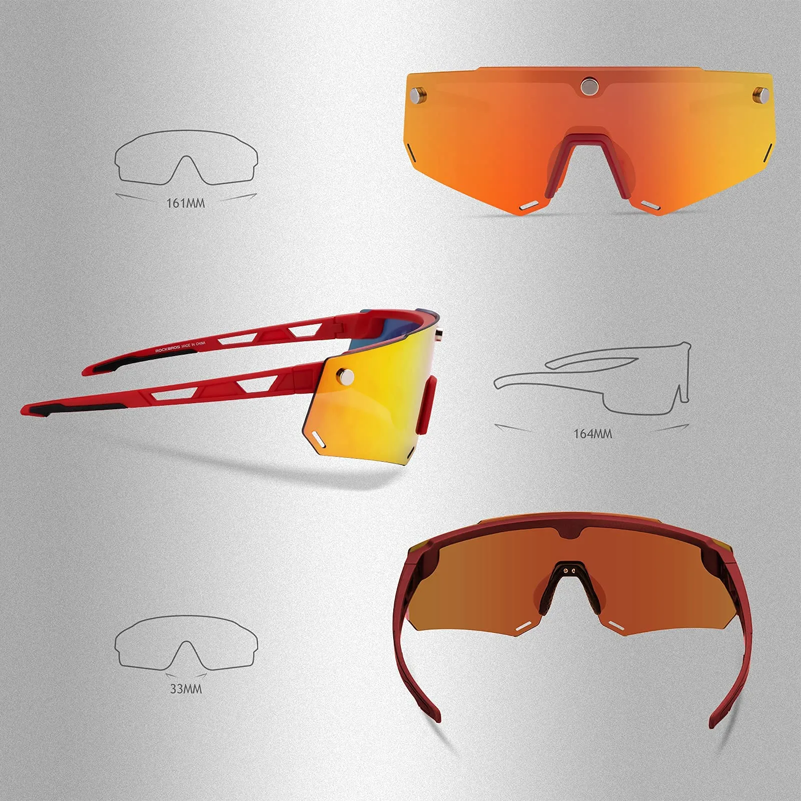 ROCKBROS Cycling Glasses for Men Women Polarized Sunglasses Two Lens for Replace