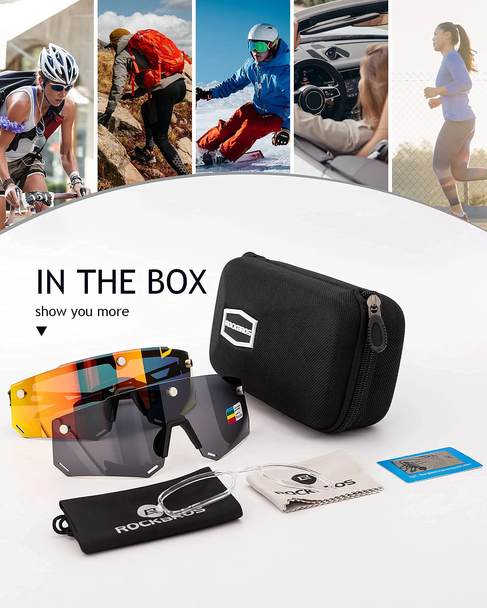 ROCKBROS Cycling Glasses for Men Women Polarized Sunglasses Two Lens for Replace