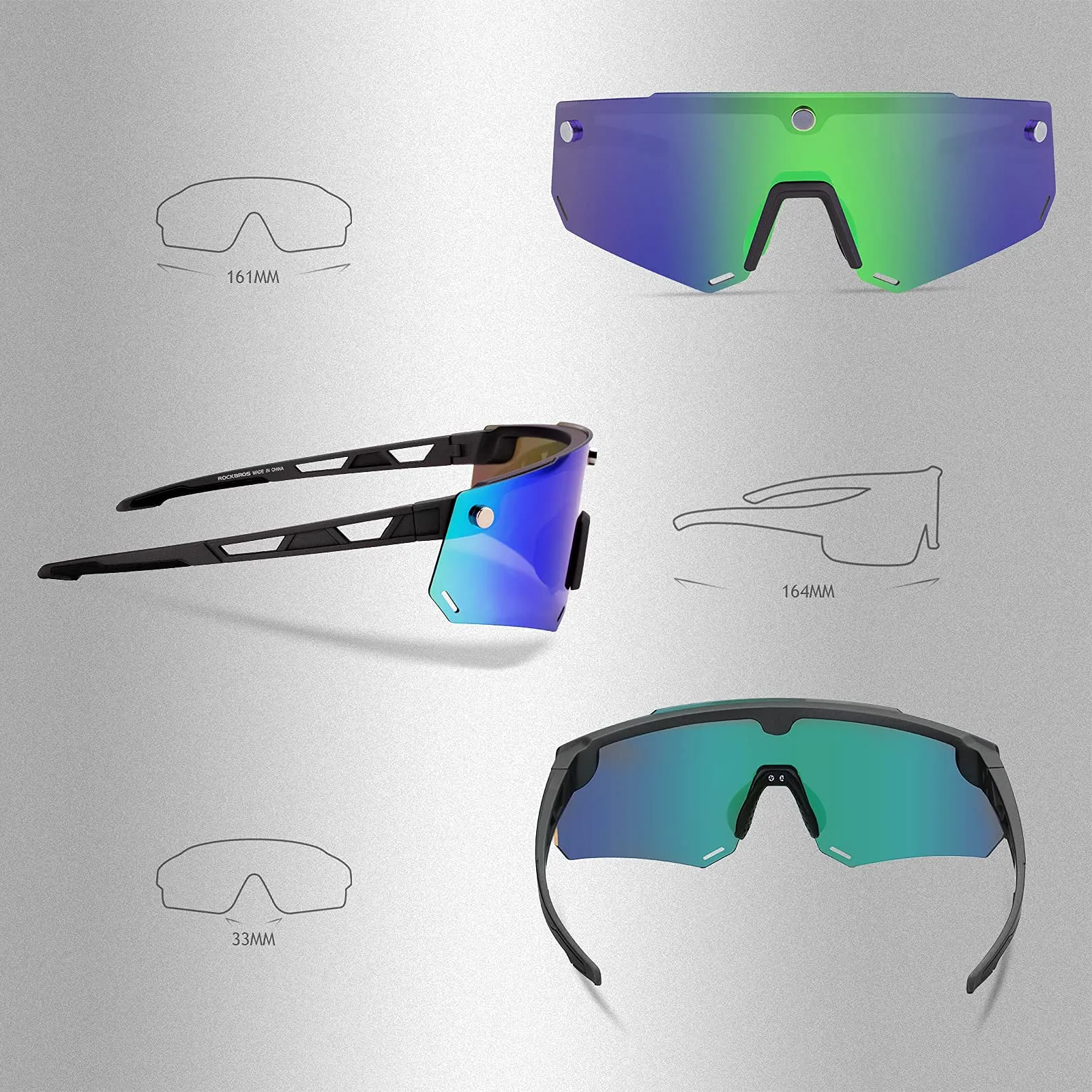 ROCKBROS Cycling Glasses for Men Women Polarized Sunglasses Two Lens for Replace