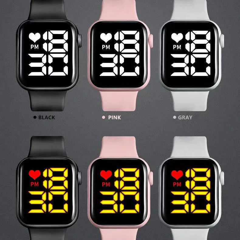 Sidiou Group Women's Watch LED Electronic Square Digital Watches Fashion Casual Silicone Strap Waterproof Sport Simple Wristwatch For Student