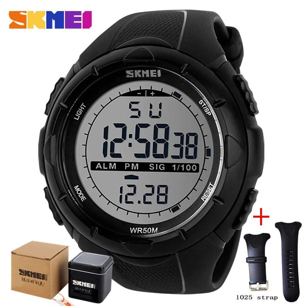 SKMEI Fashion Simple Sport Watch Men Military Watches Alarm Clock Shock Resistant Waterproof Digital Watch Reloj Hombre 1025