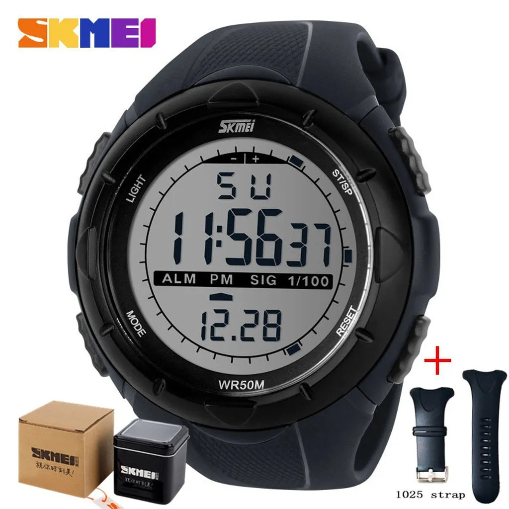 SKMEI Fashion Simple Sport Watch Men Military Watches Alarm Clock Shock Resistant Waterproof Digital Watch Reloj Hombre 1025