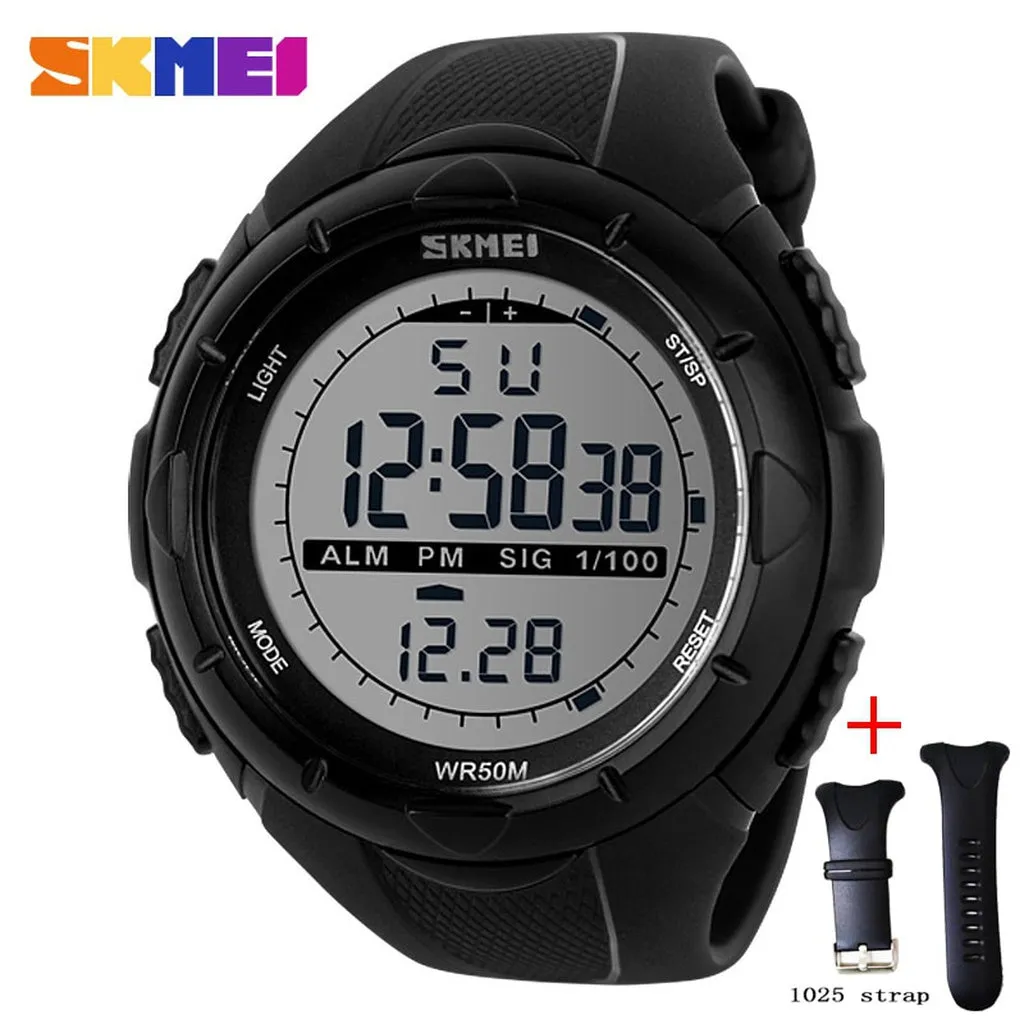 SKMEI Fashion Simple Sport Watch Men Military Watches Alarm Clock Shock Resistant Waterproof Digital Watch Reloj Hombre 1025