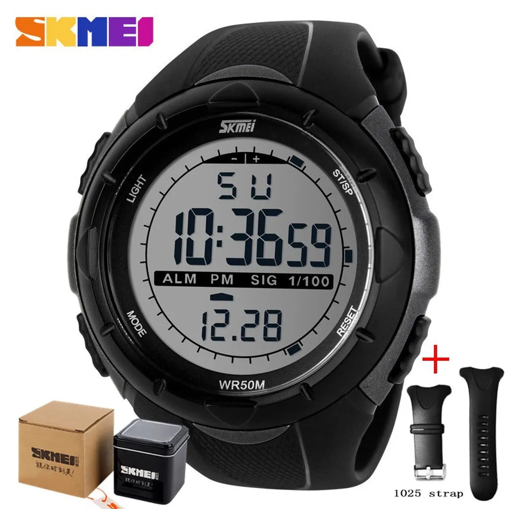 SKMEI Fashion Simple Sport Watch Men Military Watches Alarm Clock Shock Resistant Waterproof Digital Watch Reloj Hombre 1025