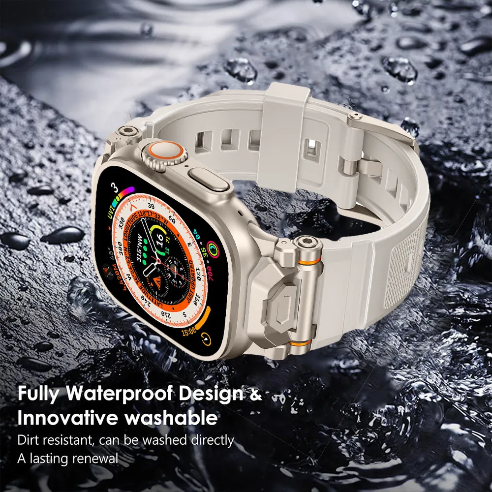 Sport Band for Apple Watch 10 Rugged Steel Connector Durable Silicone Band